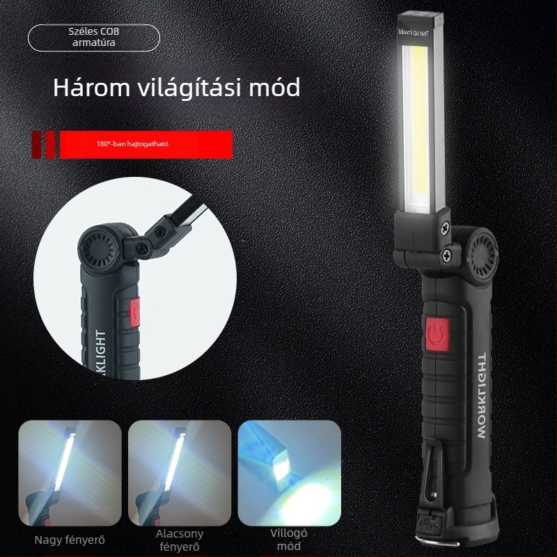 Összecsukható COB munka lámpa, mágneses sátorvilágítás, 10W, beépített 18650 akkumulátor