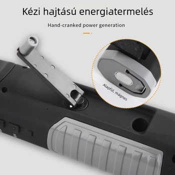 Kézi hajtású munkalámpa, mágneses rögzítés, LED, 1200mAh, 500 m+ fényhatótávolság