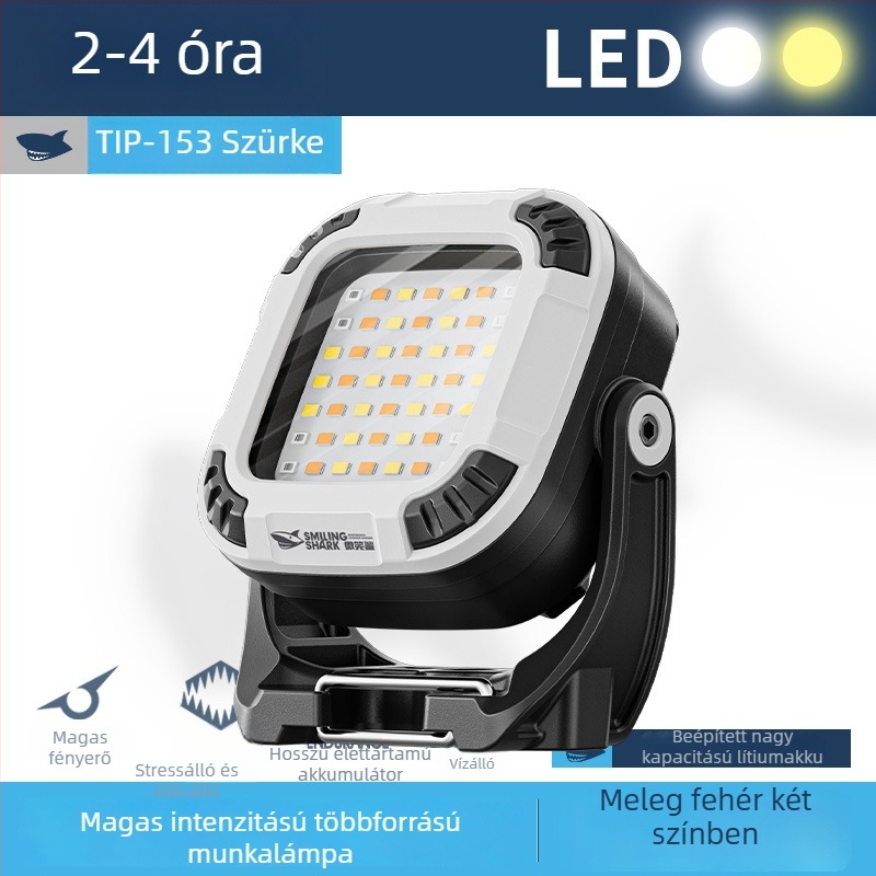 Hordozható mini LED munkalámpa mágneses záróval és három világítási móddal, ABS/PC ház, töltő, kézi meghajtású energiaforrás