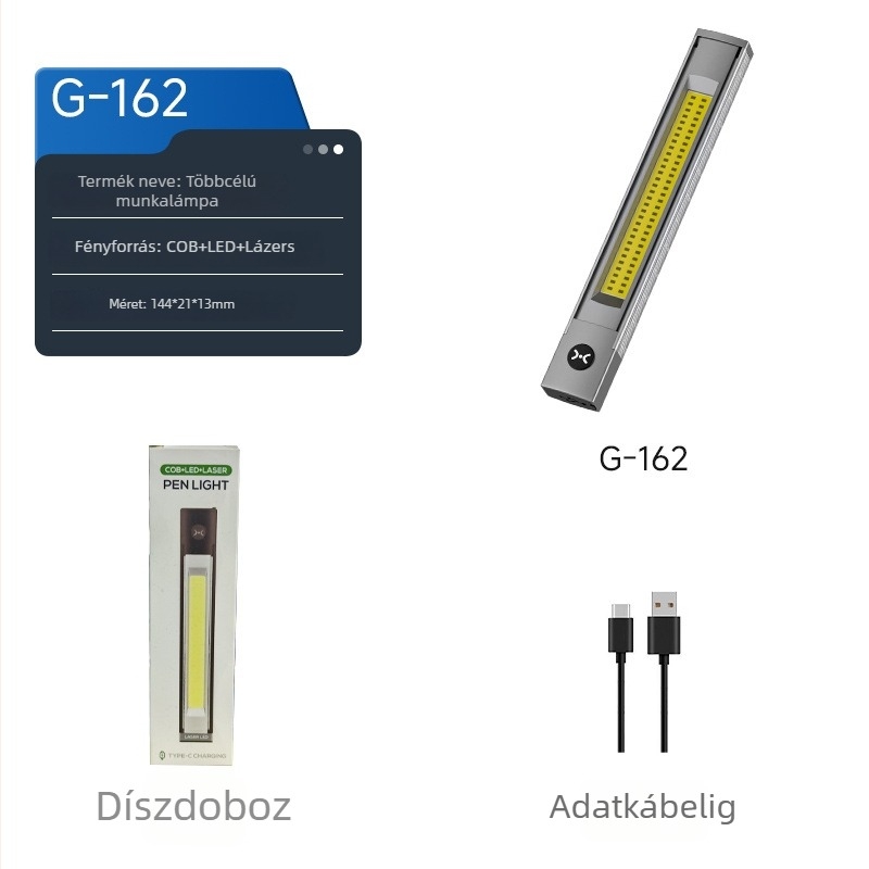 LED munka lámpa autójavításhoz, mágneses, újratölthető, 5W, 360° forgás, hatótávolság kevesebb mint 50 m