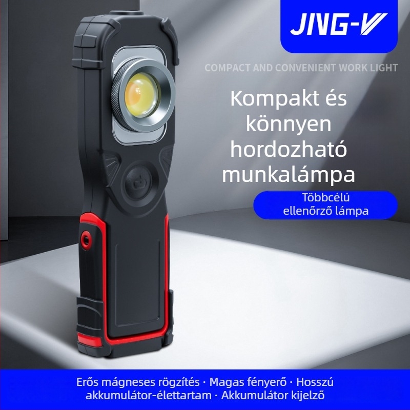 COB+LED Munkalámpa, S695 Kézben tartható autójavító világítás, 3,7V, 4 óra töltés, 5–24 óra működés
