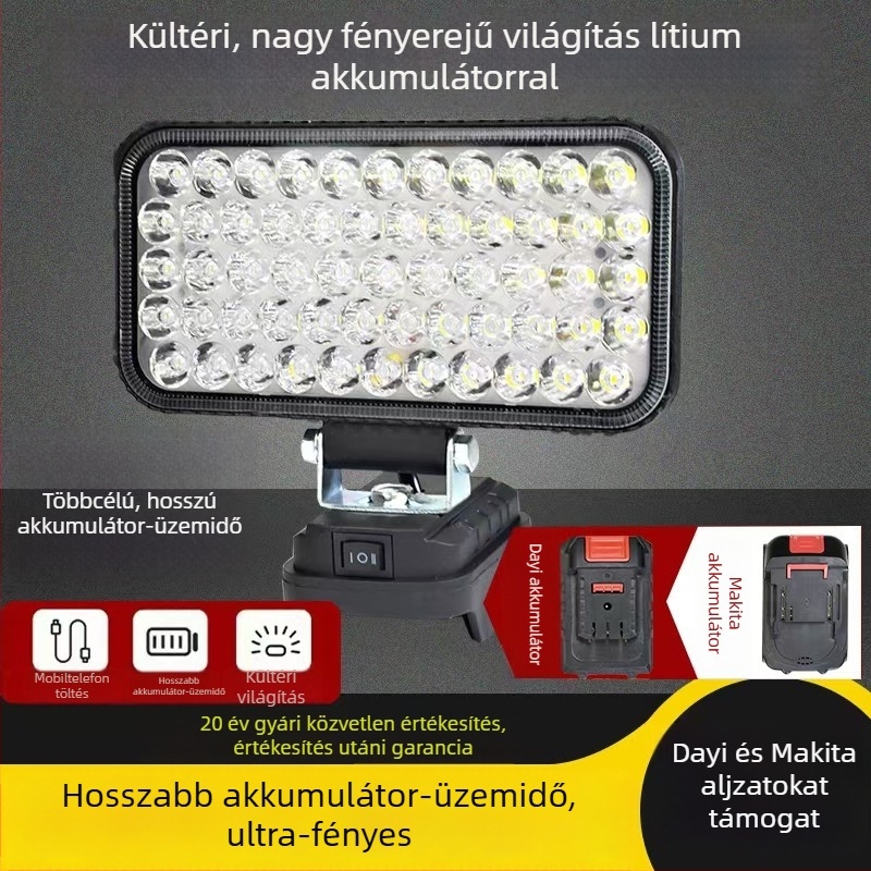 Univerzális lítium-akkumulátoros munka világítás járműjavításhoz – LED-lámpa, kompatibilis a szerszámok akkumulátorpakkjaival