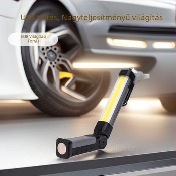 COB LED többfunkciós autó-karbantartó lámpa, összecsukható mágneses alap, USB-töltés, 2000mAh, fénynyaláb 50–100 m