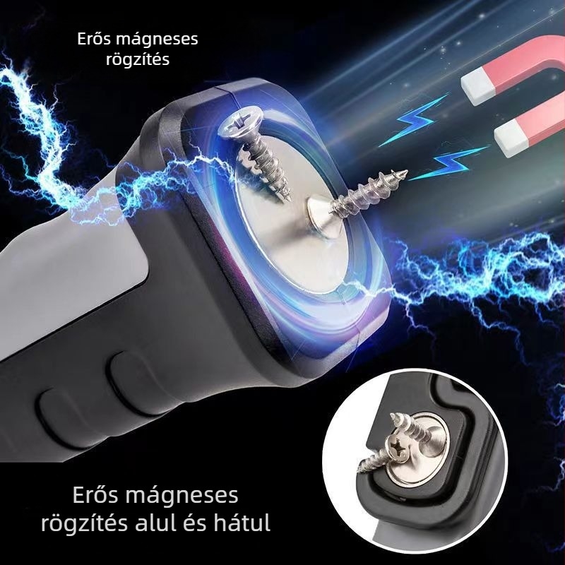 COB LED többfunkciós autó-karbantartó lámpa, összecsukható mágneses alap, USB-töltés, 2000mAh, fénynyaláb 50–100 m