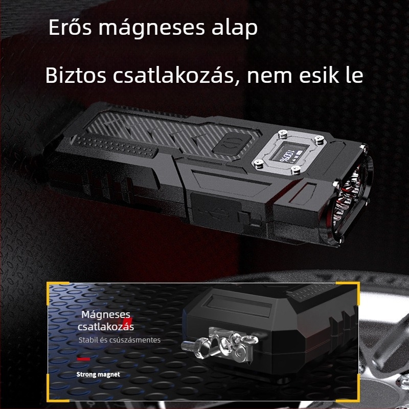 Újratölthető mágneses munkalámpa LED-del és power bankkal, 1200 mAh, 5 W, hatótáv 100 m-ig