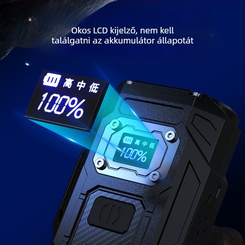 Újratölthető mágneses munkalámpa LED-del és power bankkal, 1200 mAh, 5 W, hatótáv 100 m-ig