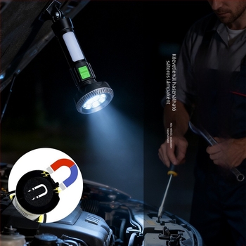 JB-8+1 kézi zseblámpa, 360° fényszóró, 5000 lm max, IP65 vízálló, 3.7V 1200mAh 18650, 10W