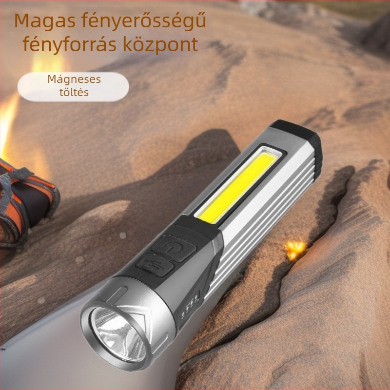 Két COB LED-es zseblámpa – multifunkcionális karbantartási modell, 360° forgás, kézi hajtás, 1500 mAh akkumulátor, 5 W teljesítmény