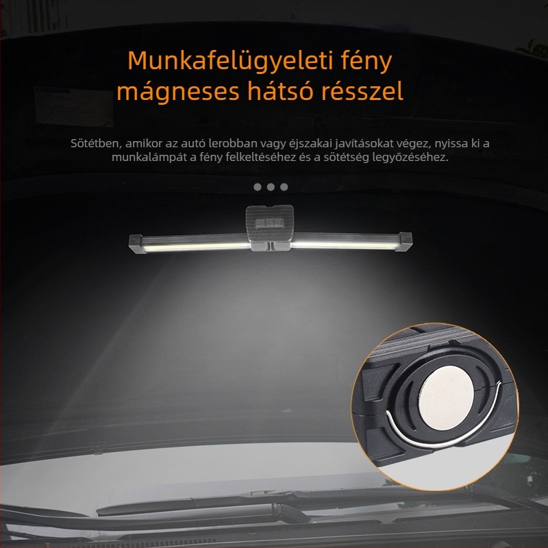 Többcélú újratölthető COB munka- és LED-lámpa, 5W, 1200mAh akkumulátor, alumínium ötvözet test, kézi hajtás