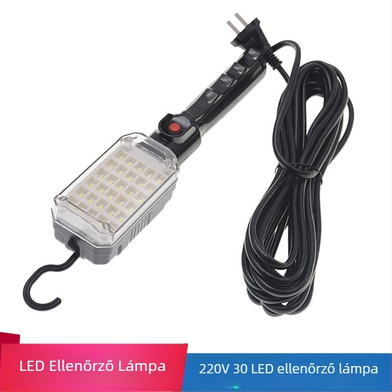 Autódiagnosztikai lámpa mágneses kampóval, 220V, LED munka lámpa, 30 LED-del, 100–120 lm, autókhoz, teherautókhoz és motorkerékpárokhoz