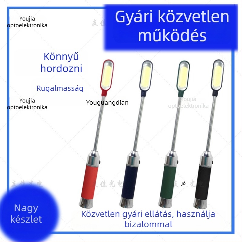 Kompakt COB LED zseblámpa, alumínium ház, 1000 mAh akkumulátor, 360° forgás, kulcstartó