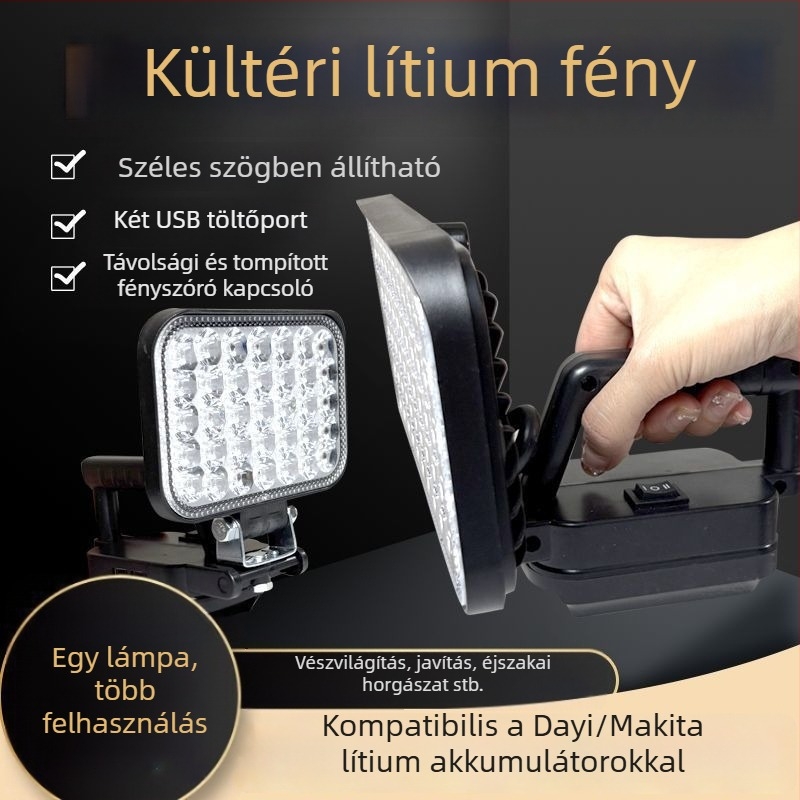 Li-ion akkumulátoros munkalámpa, elektromos csavarkulcs, horgászati fény, vészhelyzeti LED munkahelyi világítás, telefon töltés és javítás