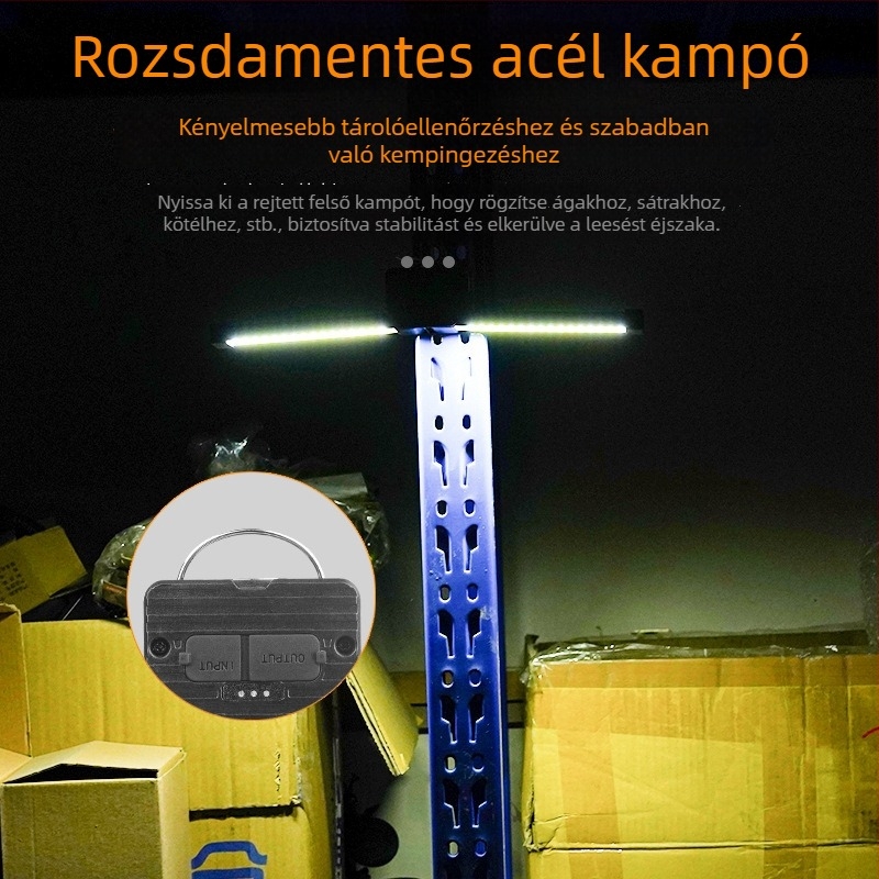 Újratölthető COB munkalámpa LED-del, összecsukható mágneses zseblámpa, 5W, 1200mAh