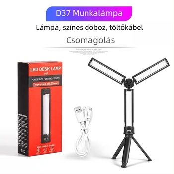 LED összecsukható hordozható munkalámpa tartóval, USB töltés, 10W, beépített akkumulátor, többfunkciós autójavításhoz