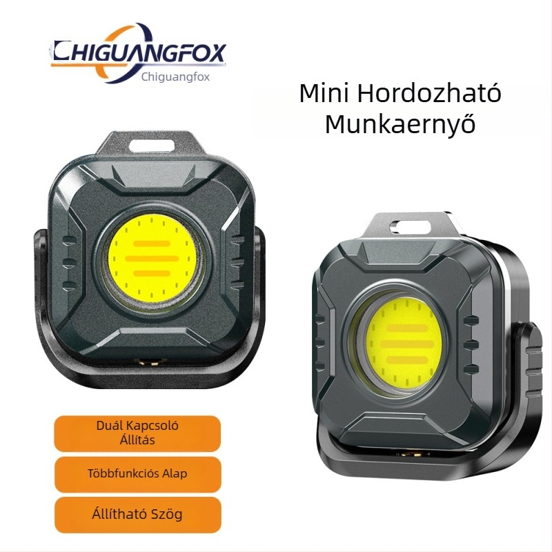 Mini kültéri kempinglámpa mágneses COB LED-del, újratölthető, 3.7V, 10W, kulcstartó lámpa