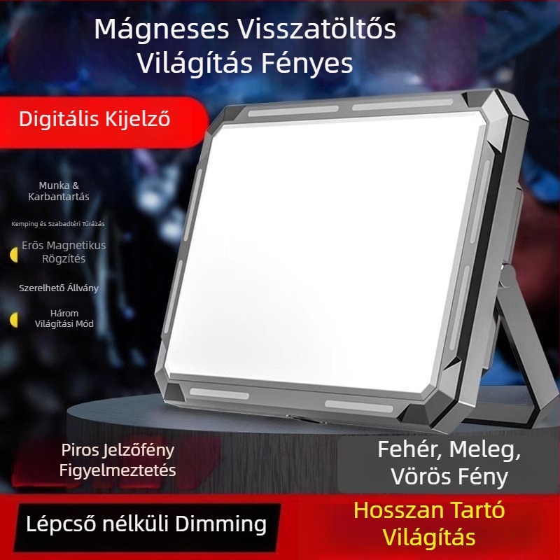 Erős mágneses kültéri munkalámpa, újratölthető LED-del, 50W, autójavítás és vészvilágítás