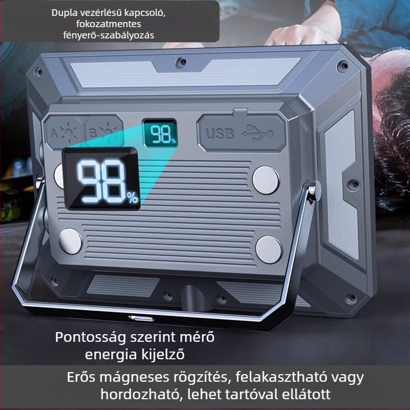 Erős mágneses kültéri munkalámpa, újratölthető LED-del, 50W, autójavítás és vészvilágítás