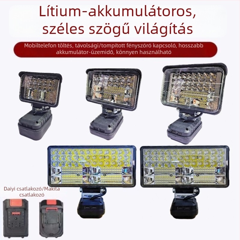 Lítium-ion LED munkalámpa Dayi A3 Makita akkumulátorcsatlakozóval kompatibilis, építkezési helyre szánt sürgősségi karbantartó világítás