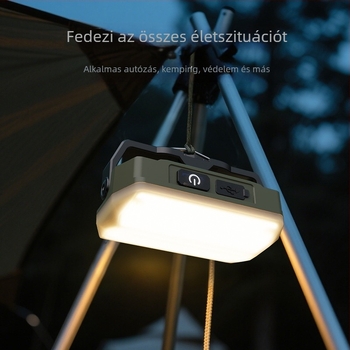 LED kempinglámpa, hordozható, újratölthető, rendkívül hosszú üzemidő, mágneses talp, vészvilágítás