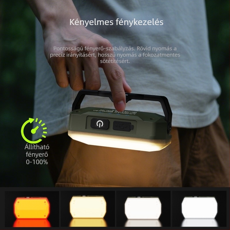 LED kempinglámpa, hordozható, újratölthető, rendkívül hosszú üzemidő, mágneses talp, vészvilágítás