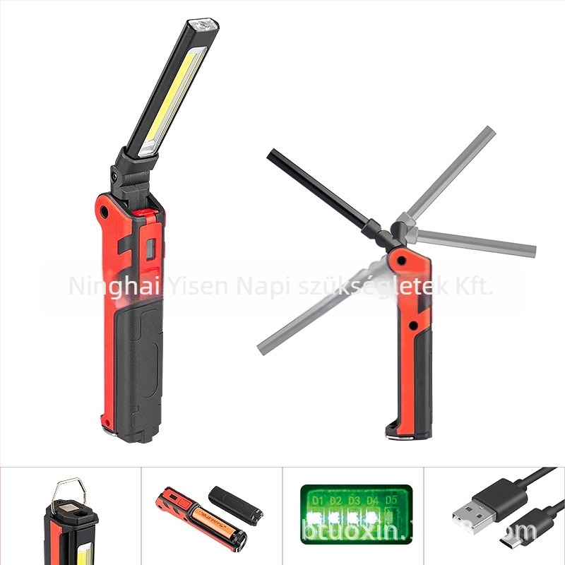 Töltőre csatlakoztatható LED COB munka lámpa, összecsukható, 2000mAh, 5W, 360° forgás