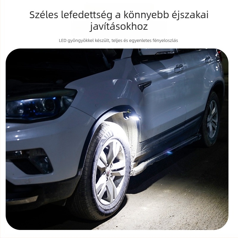 LED munka lámpa csipesszel, tölthető, hordozható autójavításhoz, nagy fényerő, lítium akkumulátor