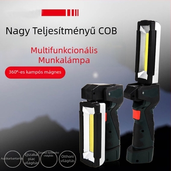 COB LED munkalámpa — 3W, 2000mAh, 360° forgás, töltő a csomagban