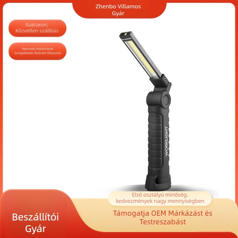 LED munkalámpa USB-töltésű, összecsukható mágneses, 3V 3W, kültéri használatra