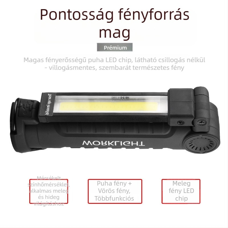 LED munkalámpa USB-töltésű, összecsukható mágneses, 3V 3W, kültéri használatra