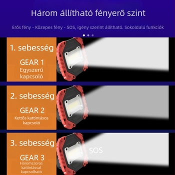Kültéri munkavilágítás, hordozható mini világítótest, 10W, 750 lm, IP55, akkumulátoros működés (4x No.5), hatótáv 100–200 m