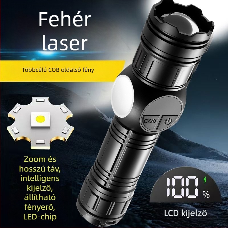 Kézi elemlámpa Yt-887, 60W, 350 lm, teleszkópos zoom
