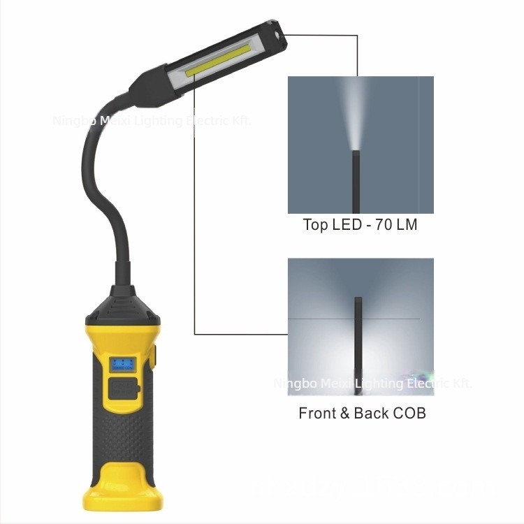 Mágneses újratölthető munka lámpa forgó COB LED-del, 10W, 3.7V, 6000–7000K, 1100 lm