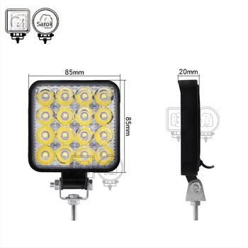 Mong Kok négyzet alakú LED reflektor motorokhoz, 48W, 12V, 5000 lm, 6500K, Wj-work Light 48W
