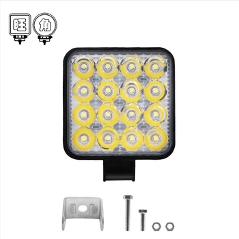 Mong Kok négyzet alakú LED reflektor motorokhoz, 48W, 12V, 5000 lm, 6500K, Wj-work Light 48W