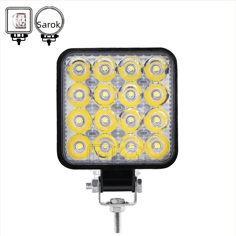 Mong Kok négyzet alakú LED reflektor motorokhoz, 48W, 12V, 5000 lm, 6500K, Wj-work Light 48W