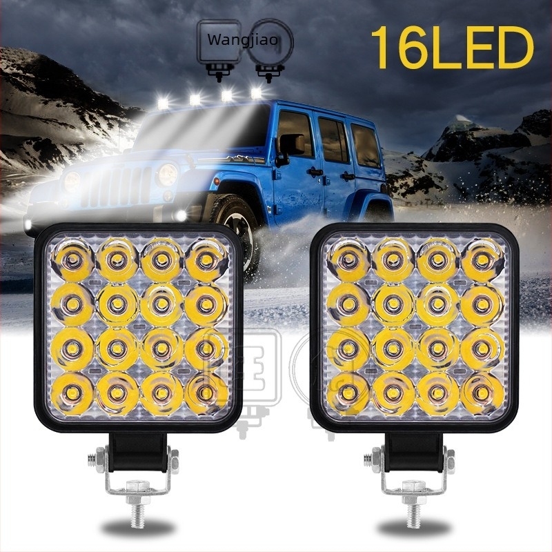 Mong Kok négyzet alakú LED reflektor motorokhoz, 48W, 12V, 5000 lm, 6500K, Wj-work Light 48W