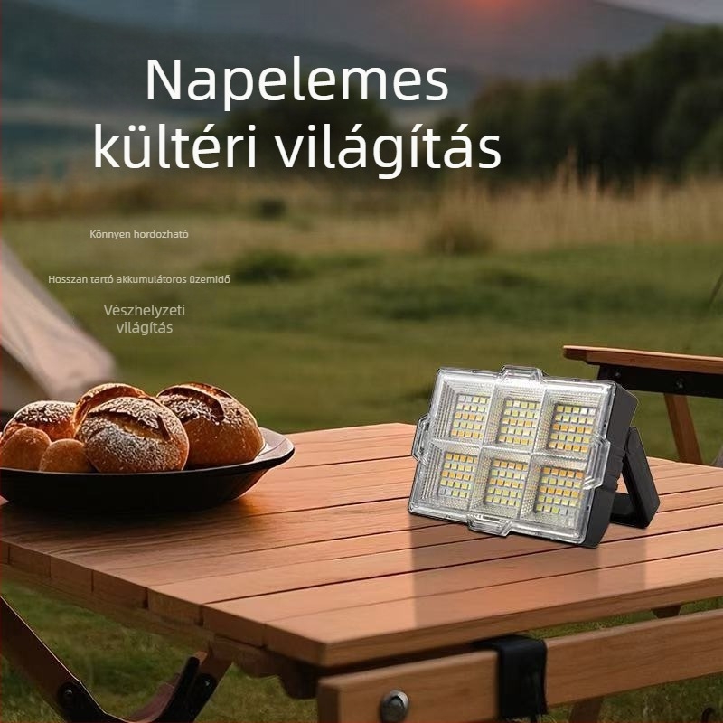 Napelemes multifunkciós vészvilágítás autójavításhoz és otthoni használatra, LED de 5W, 3.7V, újratölthető, induktív kapcsoló, 120 LED, hordozható