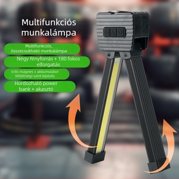 Multifunkcionális COB töltős munkalámpa LED karbantartó fénnyel, összecsukható mágneses autó zseblámpa és sátorvilágítás