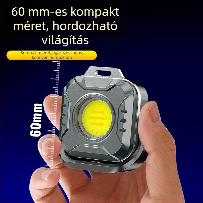 Kompakt LED zseblámpa nagy fényerővel, mágneses fej, többfunkciós sürgősségi javító lámpa, 360°-ban forgatható, hordozható kempinglámpa