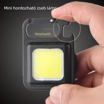 LED COB kempinglámpa, újratölthető vészvilágítás, kulcstartóval ellátott hordozható munkalámpa, 5W, 3.7V, nyomógombos kapcsoló