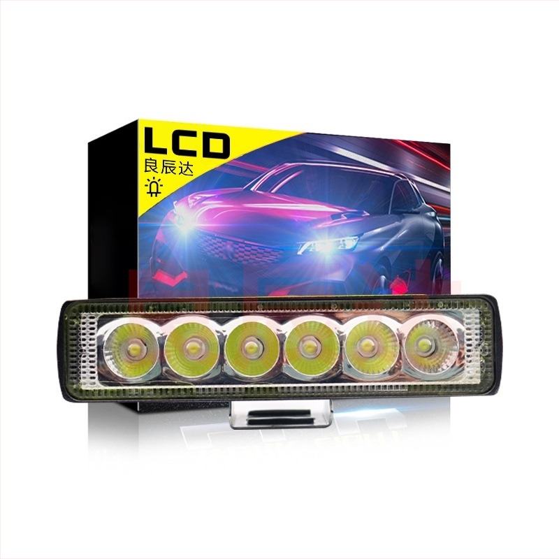 18W autó LED munka lámpa egyenes sávos kivitelben, retrofit reflektorral és tetőlámpával terepjárókhoz
