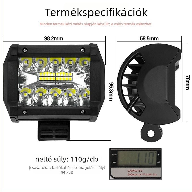 Autó LED munkalámpa 12V, 6000 lm, 6500K, 50 000 óra, LED 3030