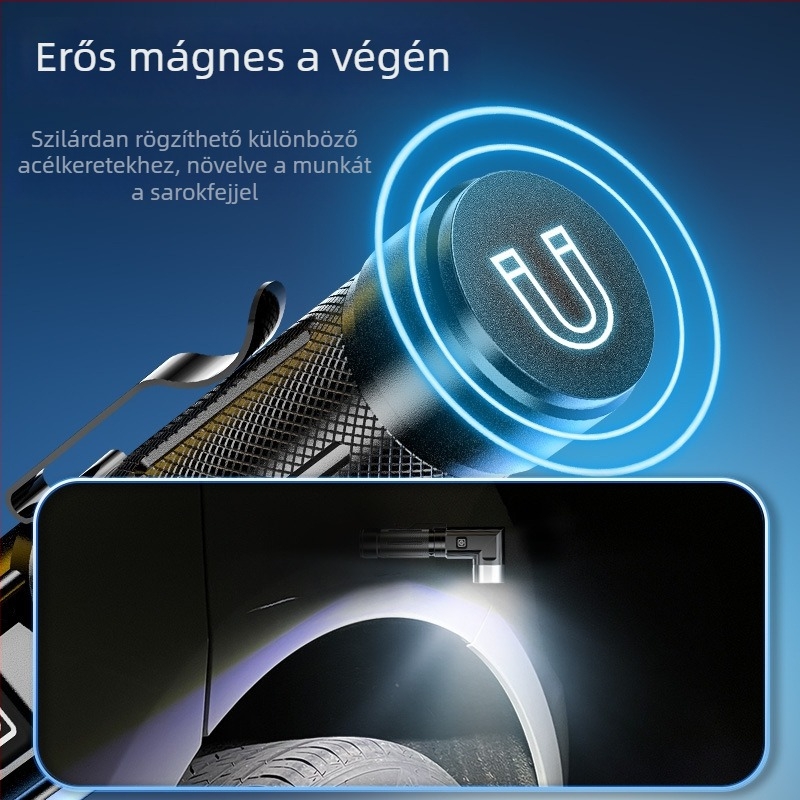 Többfunkciós L-alakú sarok LED zseblámpa, 10W, 1800mAh, USB töltés, alumíniumötvözet