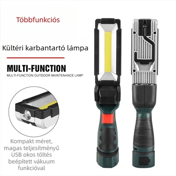 Mágneses LED újratölthető munkalámpa, összecsukható kézben tartható, COB LED, 3W, 1500mAh akkumulátor
