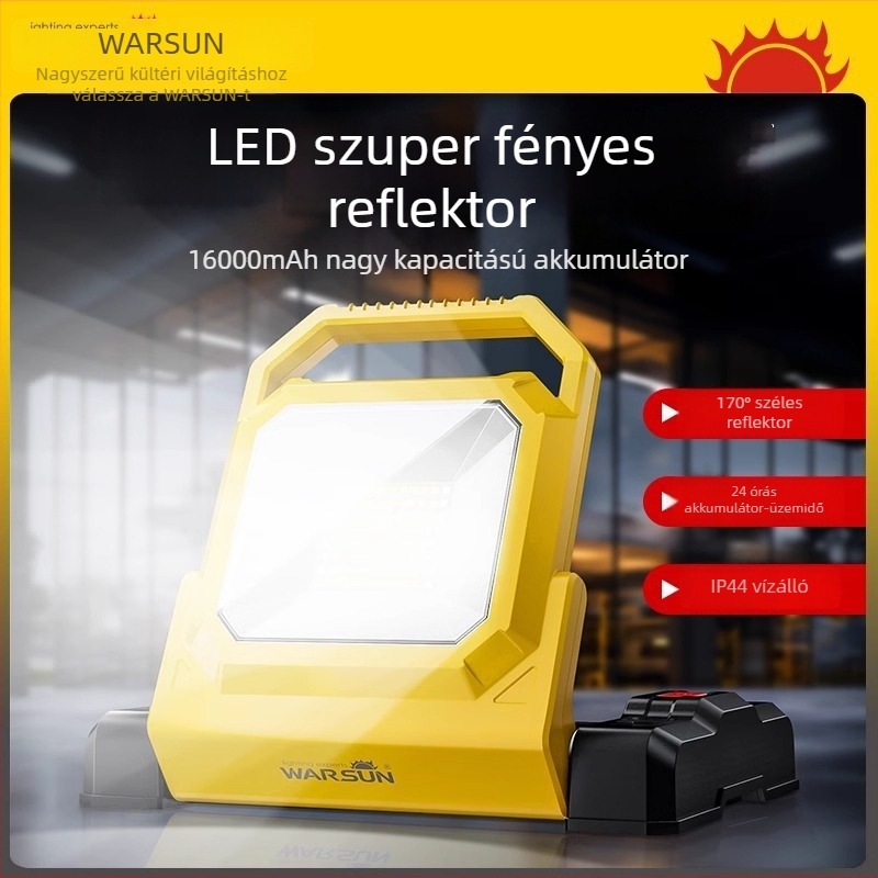 Walmon W06 Kültéri mágneses LED munkalámpa autójavításhoz, ultra fényes, 2000 lm, újratölthető, 50 W