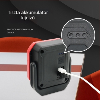 COB munka lámpa, hordozható állítható kültéri ellenőrző lámpa mágneses rögzítéssel, 8W, 3.7V, 350 lm, 6500K, SQ01 modell