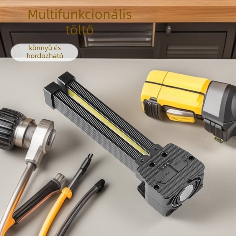 Töltésre kész COB munkalámpa mágneses összecsukható kivitelben, 5W LED, 3,7V, A55 modell, autó-karbantartáshoz és sátorvilágításhoz