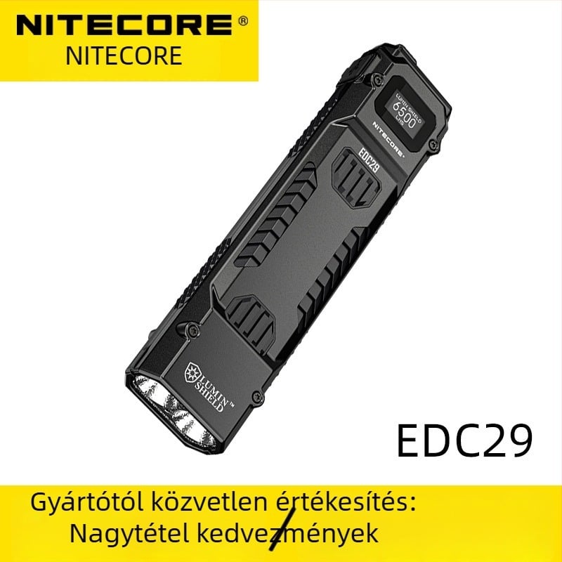 Kézben tartható zseblámpa EDC29, 65W / 400 m fénysugár, beépített 2500mAh akkumulátor, IP54 védelem
