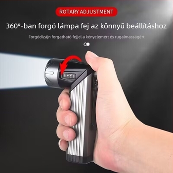 Többfunkciós LED zseblámpa 360°-ban forgó fejjel, mágneses vizsgálati fény, hordozható kézi munkalámpa USB töltéssel, 10 W, 1200 mAh