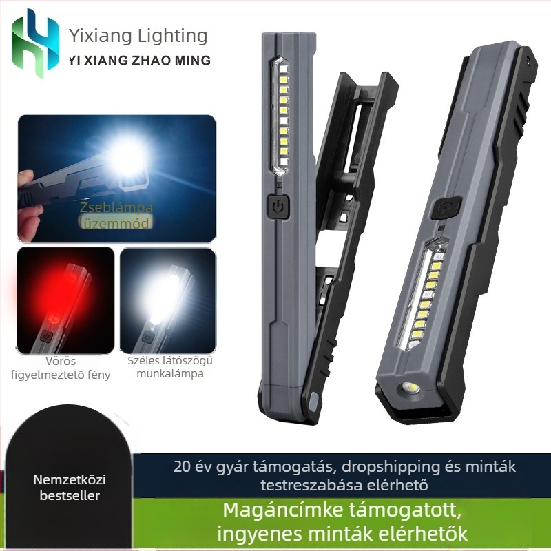 COB LED munkalámpa mágneses alapú, újratölthető, ultra fényes 100–240 lm, kültéri hordozható spotlámpa